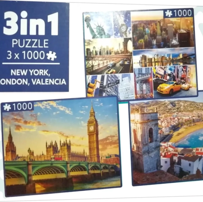 Puzzel New York, Londen en Valencia 3x1000 stukjes
