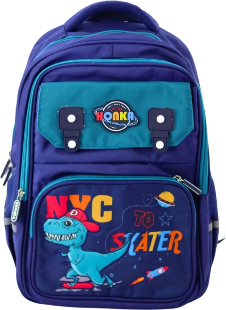 Kinder schoolrugzak met dinosaurusmotief, marineblauw 41x30x16 cm