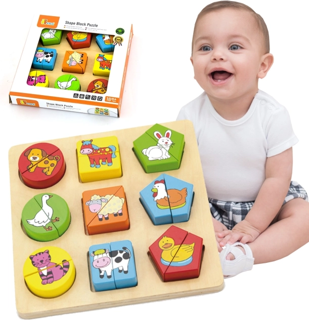 Houten educatieve puzzel - Dieren