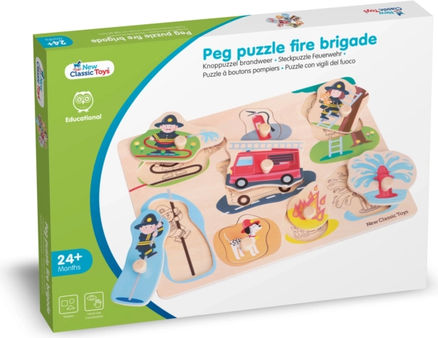 Houten inlegpuzzel Brandweer - 8 stuks