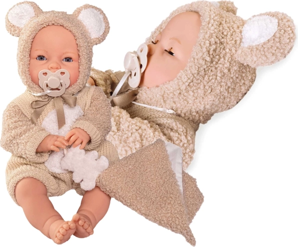 Knipogende babypop met geluiden en zacht lichaam 37 cm