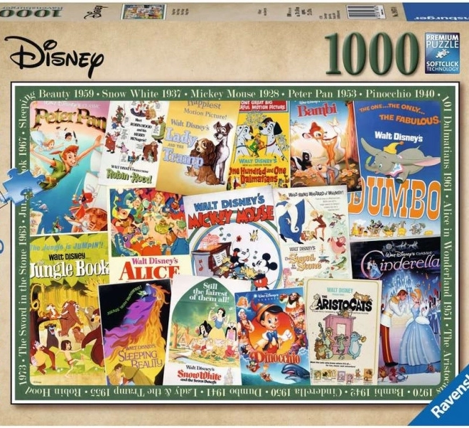 Puzzel Disney Vintage Filmaffiches 1000 stuks Ravensburger