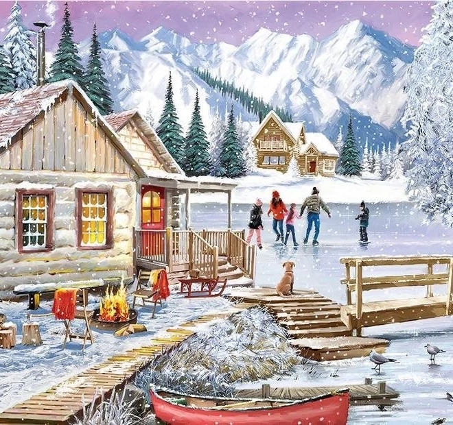 GIBSONS Puzzel Winter in het Chalet 1000 stukjes