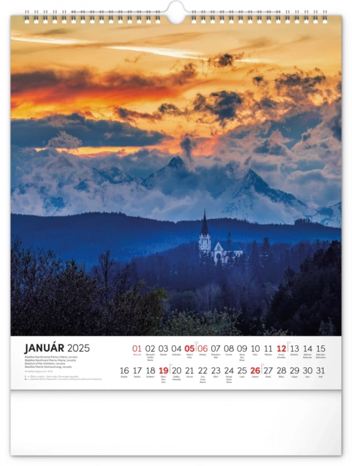 NOTIQUE Muurkalender Prachtig Slowakije 2025, 30 x 34 cm