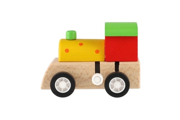 Houten stroomtrein 7cm assorti 3 kleuren