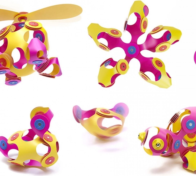 Magnetische blokken Clixo Crew pack, roze en geel