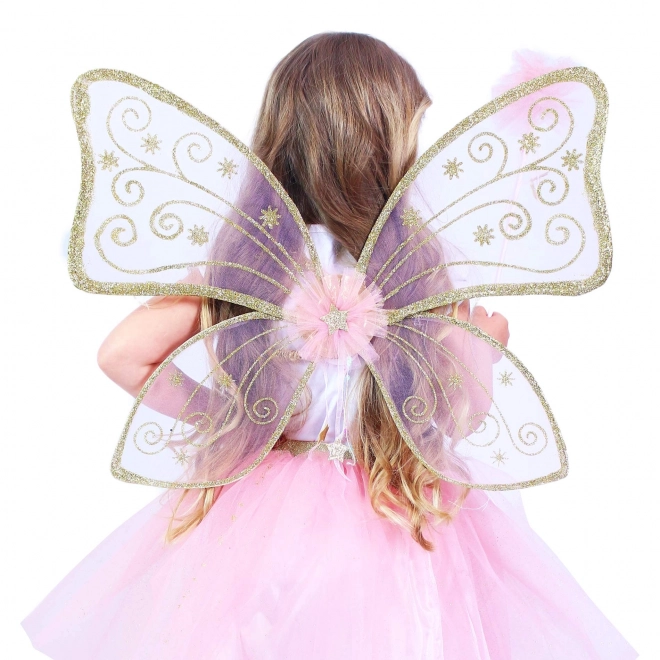 Kinderkostuum van fee met roze tutu en vleugels