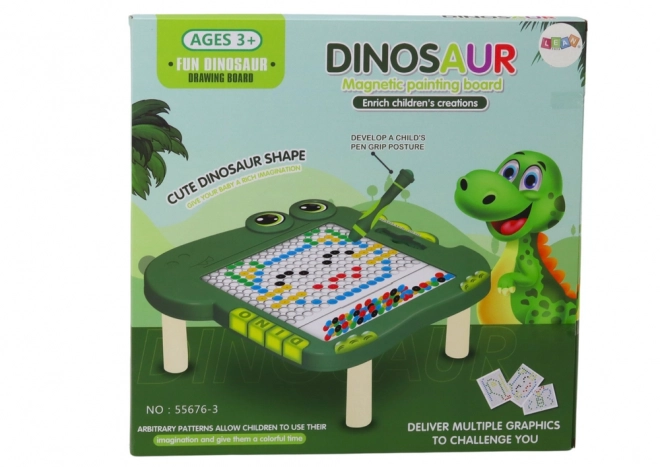 Magnetisch educatief dinosaurusbord - Groen met kralen