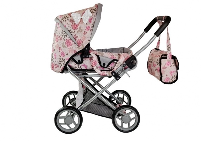 Tas voor pop Alice in roze kleur met bloemen