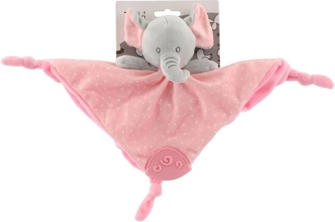 Knuffeldoekje olifant voor baby’s 25 × 25 cm – Roze