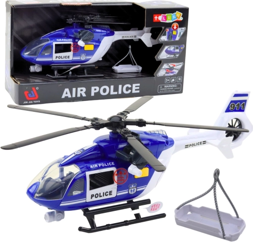 Politiehelikopter met licht en geluid 1:14 met haak en brancard