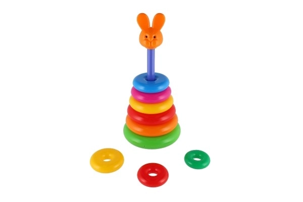 Stapelspel piramide met plastic ringen 28cm ass. 2 soorten in net 12m+