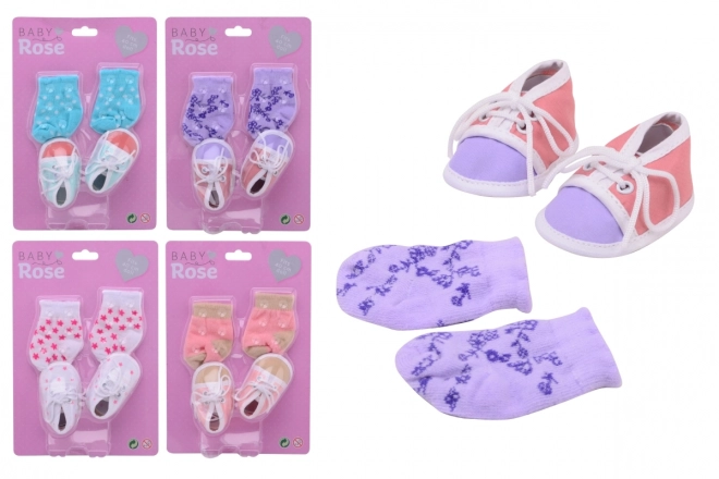 Schoentjes + sokken voor poppen Baby Rose