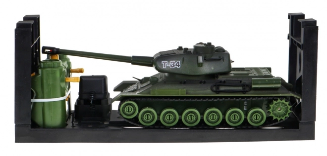 Op afstand bestuurbare 2 tanks T-34 vs. Tiger voor kinderen 3+ Schietende modellen 1:28 + Grote tankgevecht + Licht- en geluidseffecten