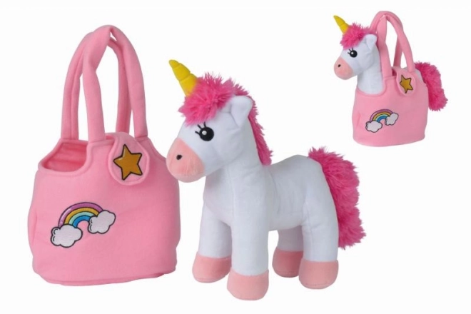 Pluchen eenhoorn in handtas voor kinderen