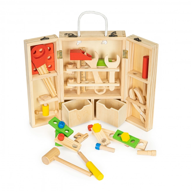 Houten gereedschap in werkplaatsbox, set XXL ECOTOYS