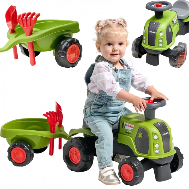 Falk kindertractor Claas 470 Arion groen met aanhanger en zandset