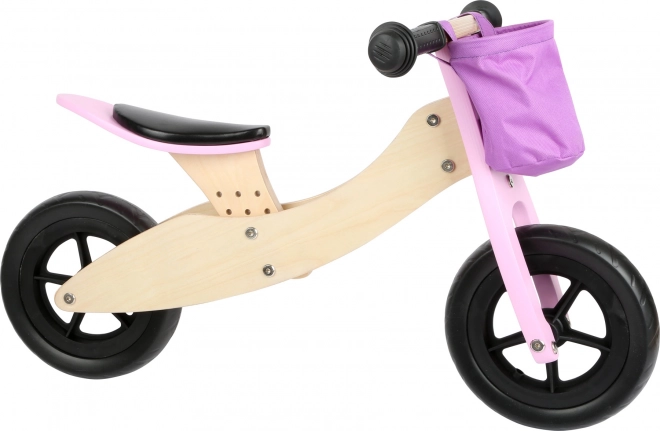 Houten loopfiets 2 in 1 roze
