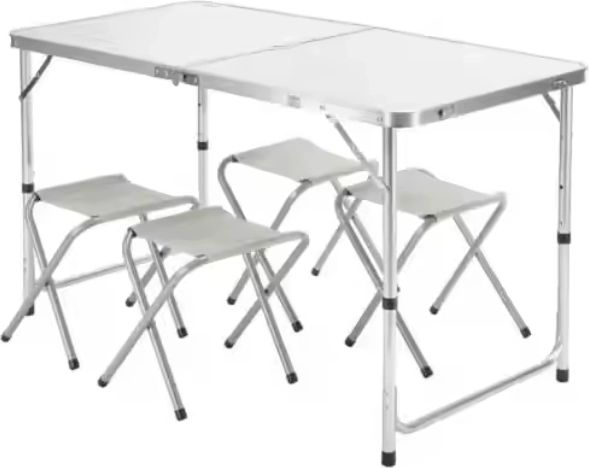 Opvouwbare kampeerset met tafel en 4 grijze stoelen