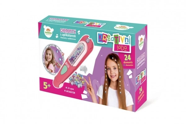 Glanzende diamanten voor haar met applicator kunststof 18x4cm met accessoires in doos 22x12x5,5cm