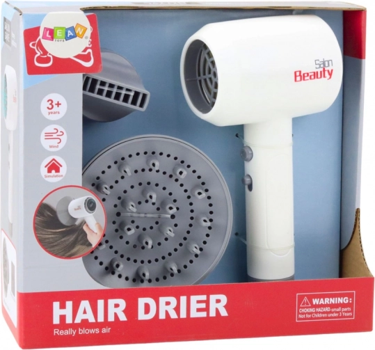 Kinder haardroger speelgoed met twee opzetstukken en geluid wit
