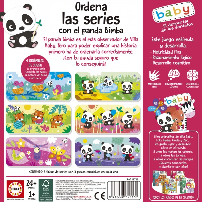 EDUCA Baby inlegpuzzel Panda Bimba en vrienden 6x3 stukken
