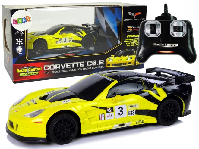 Sportauto R/C 1:24 Gele Corvette C6.R 2.4 G Lichten