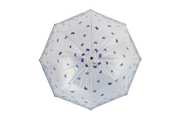 Transparante paraplu met vlinders plastic/metaal 80 cm in zak