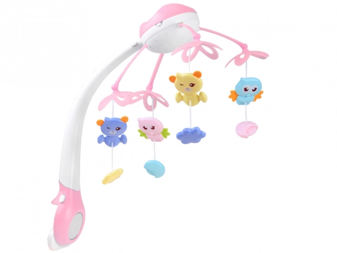 Baby mobiel met projector op afstandsbediening – roze