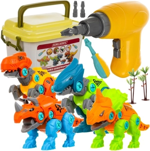 Constructieset dinosaurussen 4-in-1 met boor en schroevendraaier voor kinderen