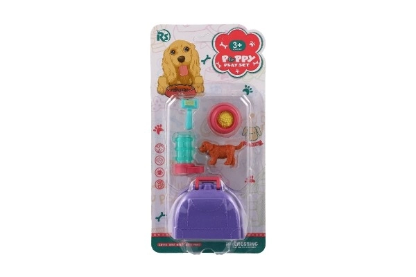 Mazlíček hond met draagbare doos en accessoires