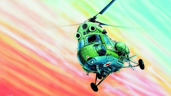 Model Kliklak Helikopter Mil Mi-2 27,6x30cm in doos 34x19,5x5,5cm