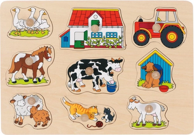 Houten puzzel GOKI met handgrepen "Boerderij II"
