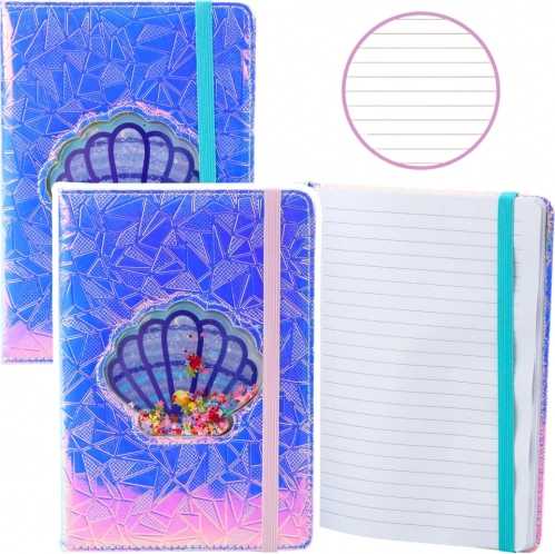 Holografisch notitieboek met schelp en confetti A5 70 vellen