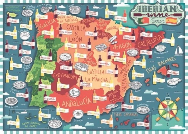 Ravensburger puzzel Kaart van het Iberisch Schiereiland – wijngebieden 1000 stukjes