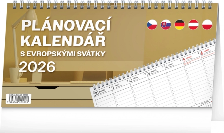 Bureaukalender Planner met Europese feestdagen 2026