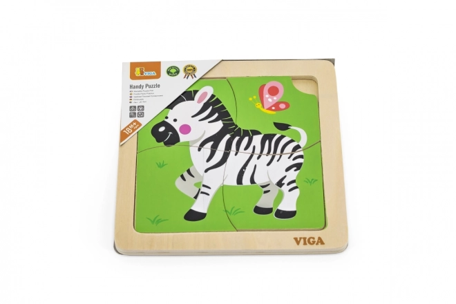 Houten puzzel 4 stukjes- zebra