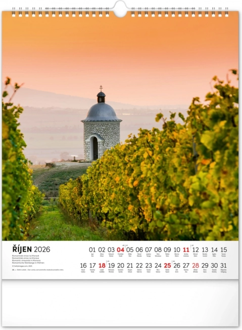 Wandkalender Wandelen door het Moravische landschap 2026