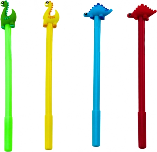 Dinosaur balpen met dop Zwarte vulling Mix Rood Groen 0,5 mm