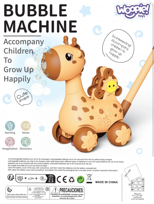 Bewegende giraffe 2-in-1 met bellenblaas voor kinderen