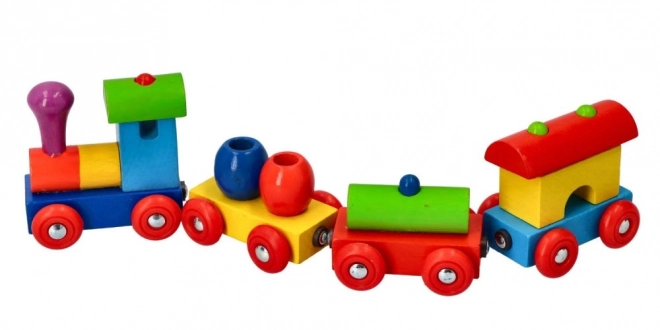 Goki gekleurde houten trein met magnetische wagons