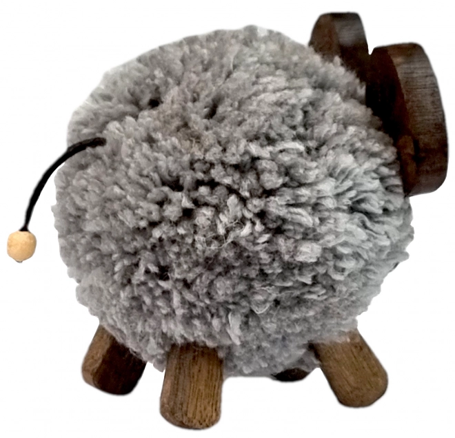 Houten decoratieve muis met textielvacht