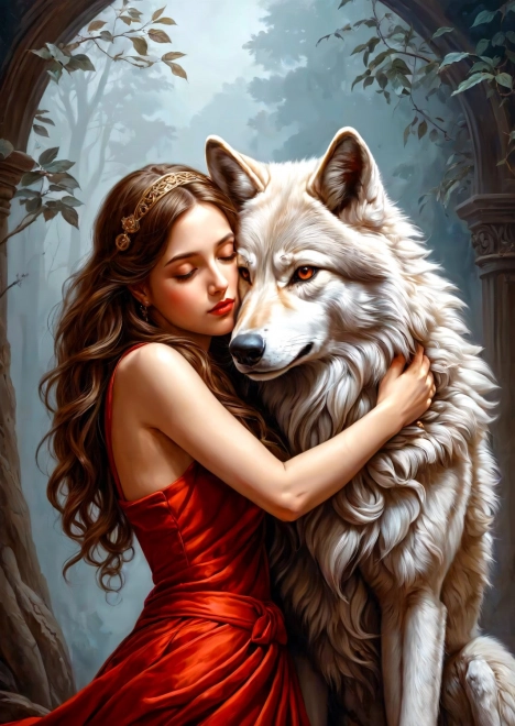 Puzzel Dame en Wolf 1000 stukjes