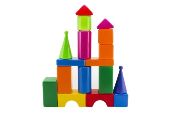 Bouwstenen grote blokken 18 stuks plastic in zak 40x53x8cm