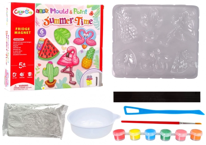 Kinder DIY set voor magneten Flamingo Meloen Gips