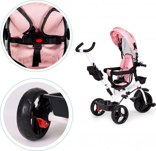 ECOTOYS Driewieler, Sportieve kinderwagen - roze