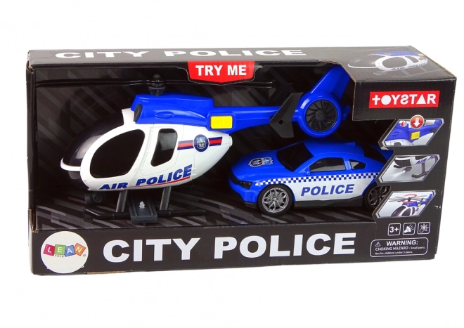 Politiehelikopter en auto met geluiden