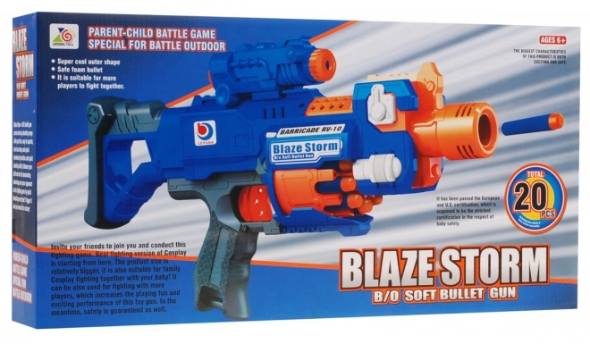 Snelvuurgeweer voor kinderen 8+ Blaze Storm 20 lange foamkogels + doelwit + fles