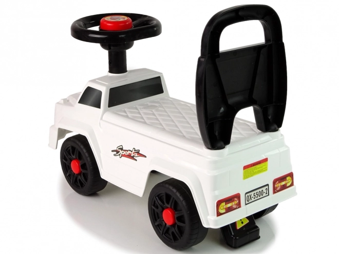 Kinder loopfietsje met rugleuning en claxon wit