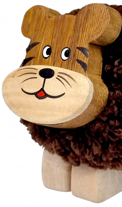 Houten beeld XL Tijger met pompon